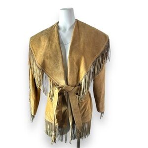 Cotton Wood Creek Vintage Suede Leather Fringe Western Cowgirl Jacket Small